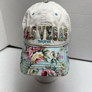 Robin Ruth Original Las Vegas Hat Cap One Size Adjustable White/Floral Cotton